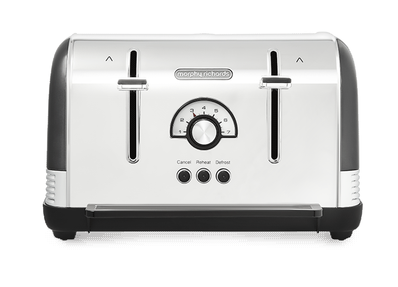 Morphy Richards Venture Retro Black Stainless Steel 4 Slice Toaster Defrost Setting High Lift Feature 240331