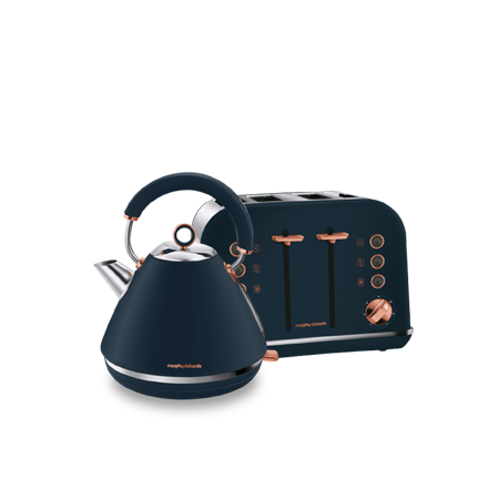Click to view product details and reviews for Morphy Richards Accents Midnight Blue Kettle Toaster Set Accents Pyramid Kettle 102039 With Accents 4 Slice Toaster 242039.