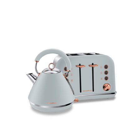 Click to view product details and reviews for Morphy Richards Accents Ocean Grey Kettle Toaster Set Accents Pyramid Kettle 102040 With Accents 4 Slice Toaster 242040.