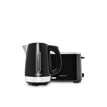 Morphy Richards Equip Jug Kettle 102783 With 2 Slice Toaster 222064 Set Black 17l Rapid Boil Limescale Filter Defost And Reheat Settings