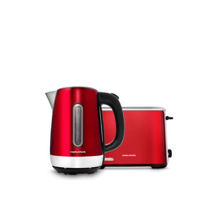 Morphy Richards Equip Jug Kettle 102785 With 2 Slice Toaster 222066 Set Red 17l Rapid Boil Limescale Filter Defost And Reheat Settings