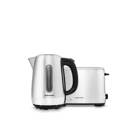 Morphy Richards Equip Jug Kettle 102786 With 2 Slice Toaster 222067 Set Brushed 17l Rapid Boil Limescale Filter Defost And Reheat Settings