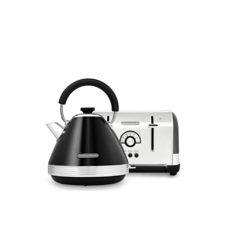 Click to view product details and reviews for Morphy Richards Venture Retro Black Kettle Toaster Set Venture Retro Pyramid Kettle 100331 With Venture Retro 4 Slice Toaster 240331.